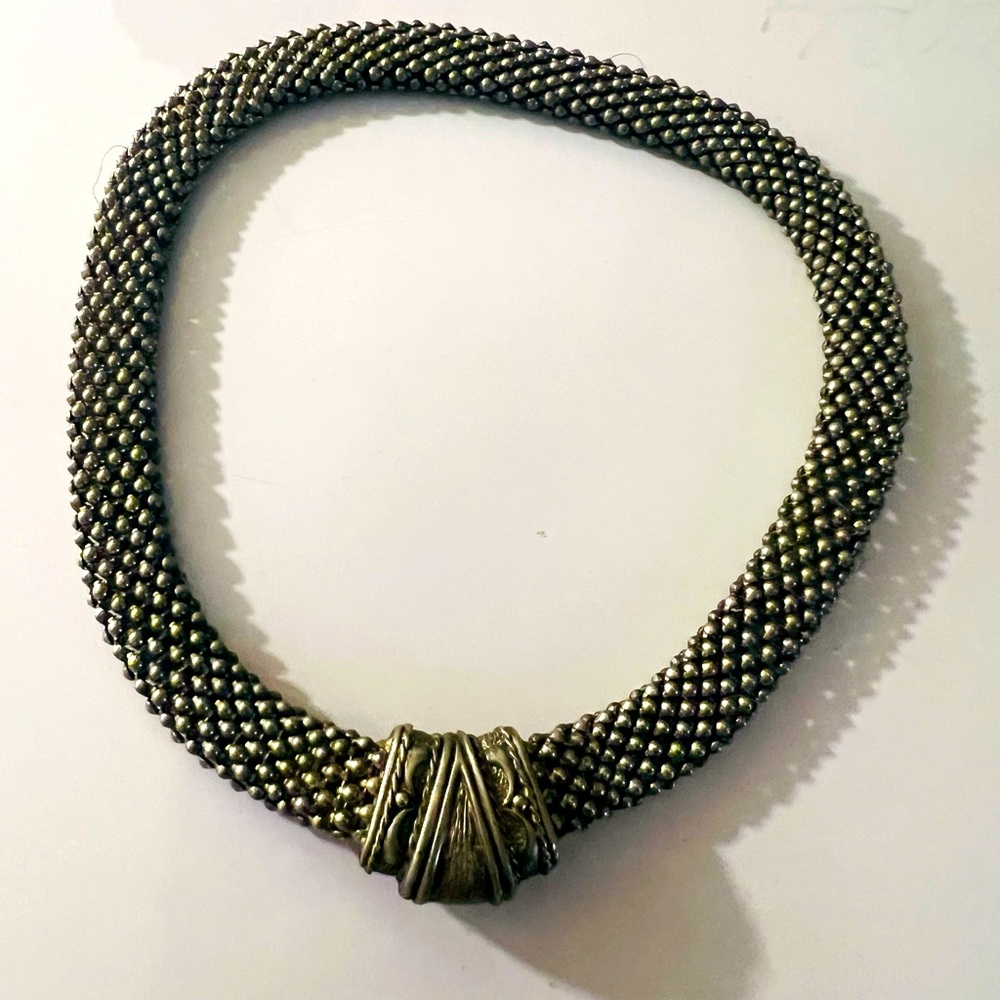 Vintage Silver-plated Mess Choker Necklace With Magnetic Closure